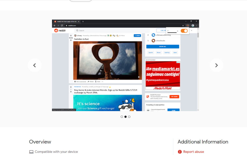 reddit scroller chrome extension