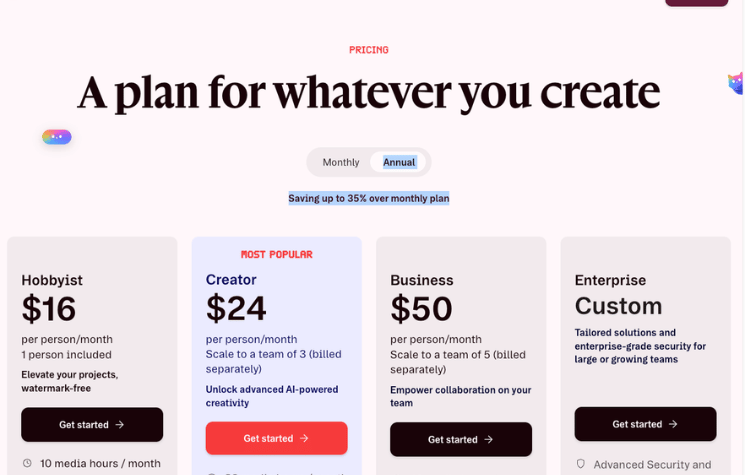 descript ai pricing