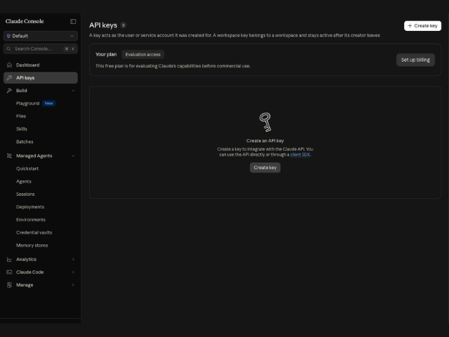 Anthropic API key generation